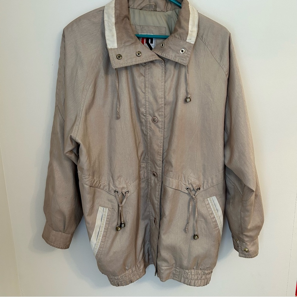 Vintage CS‎ Essentials Long Jacket Tan Women’s Medium Snap Closure